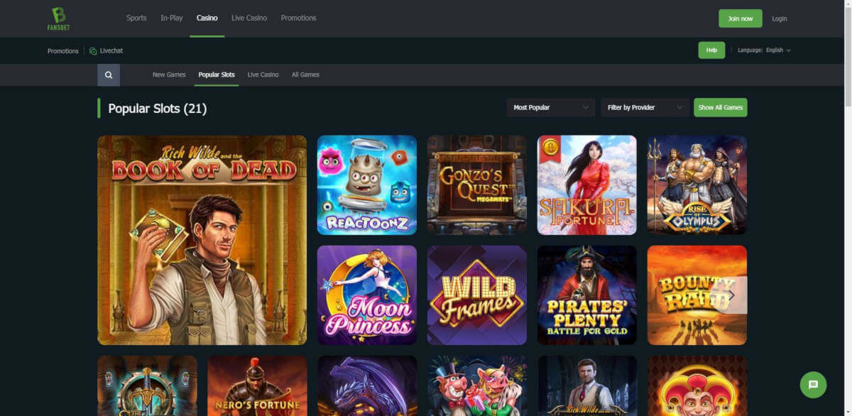 FansBet Casino Games Review