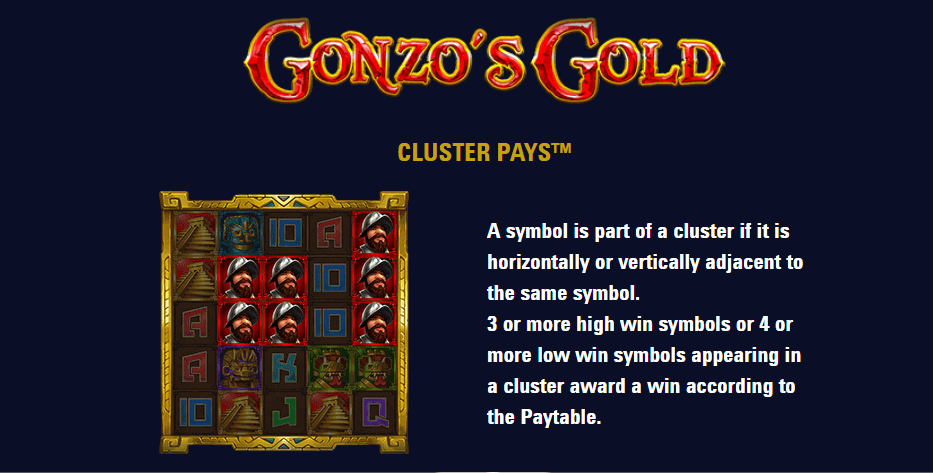 gonzo's gold cluster pays